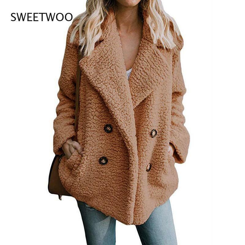 Пальто Тедди, женские пальто из искусственного меха, пушистые меховые куртки с длинным рукавом, зимняя теплая Женская куртка, женское повседневное зимнее пальто оверсайз 2022
