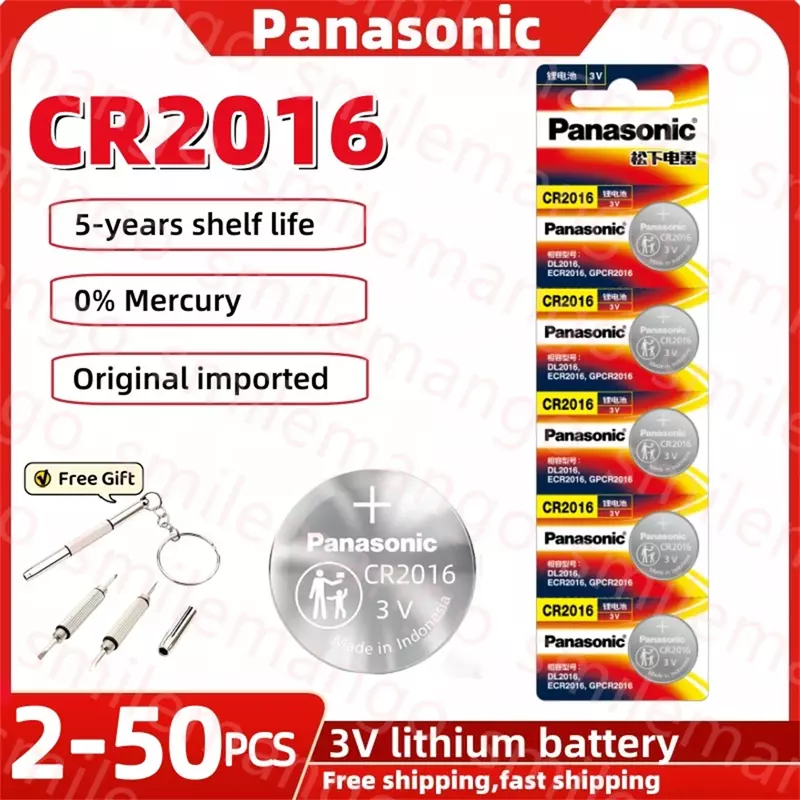 Panasonic 2-50 pz CR2016 3v batteria al litio CR2016 DL2016 BR2016 auto telecomando orologio scheda madre scala pulsante celle a bottone