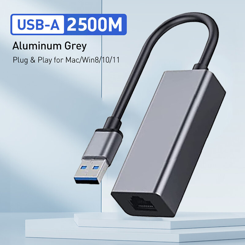 2500Mbps Ethernet Adapter 2.5 Gigabit USB Type C to RJ45 Lan Wired Ethernet Gigabit Adapter Network Card for MacBook iPad Pro