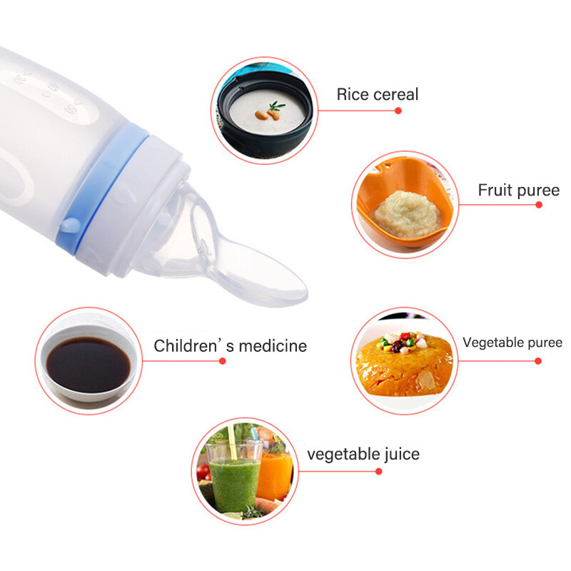 Botella de alimentación para bebé Dolphin, cuchara de cereales de arroz de silicona, vajilla para recién nacido, artículos para bebé, cuchara de alimentación