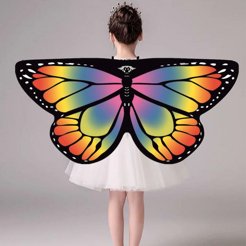 Capa de gasa con alas de mariposa para Halloween, vestido transpirable de Color vibrante, disfraz de Cosplay para niños pequeños