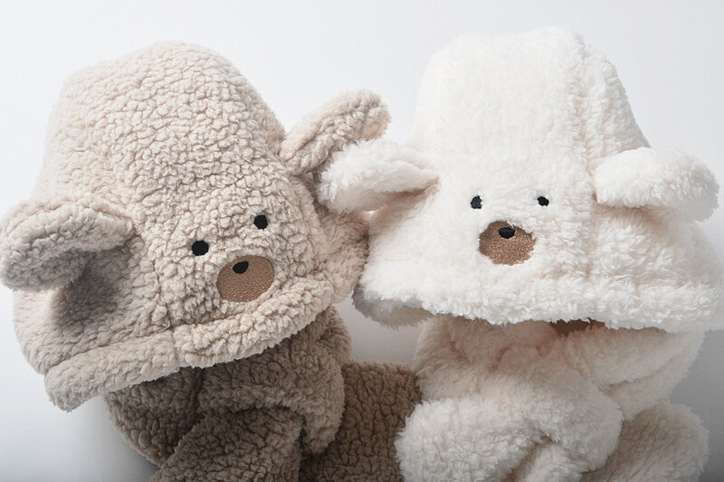 Lenços espessados de lã estilo coreano para bebês e bebês, lenço com chapéus, com capuz quente dos desenhos animados, cervo urso, inverno