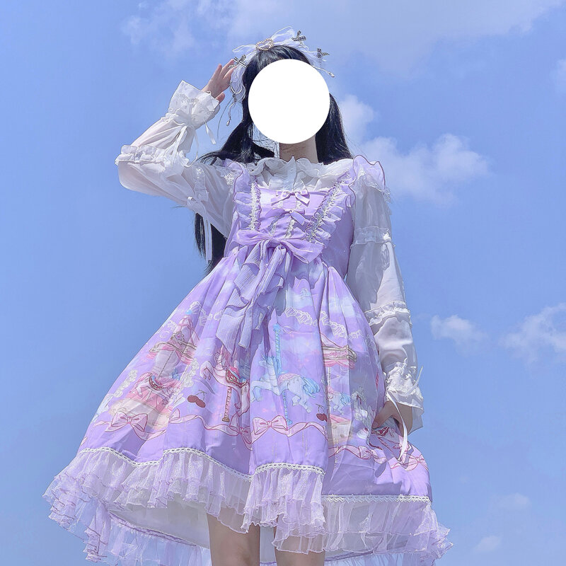 Japanese Lolita Dress Girls Kawaii Print Jsk Dresses Women Cartoon Sleeveless Cute Dresses 2023 Cosplay Vestido
