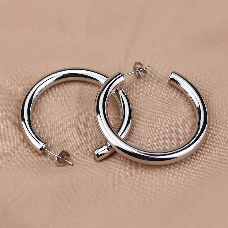25/30/40/50mm orecchini a cerchio in acciaio inossidabile Oversize per donna orecchini dorati grandi spessi accessori moda gioielli