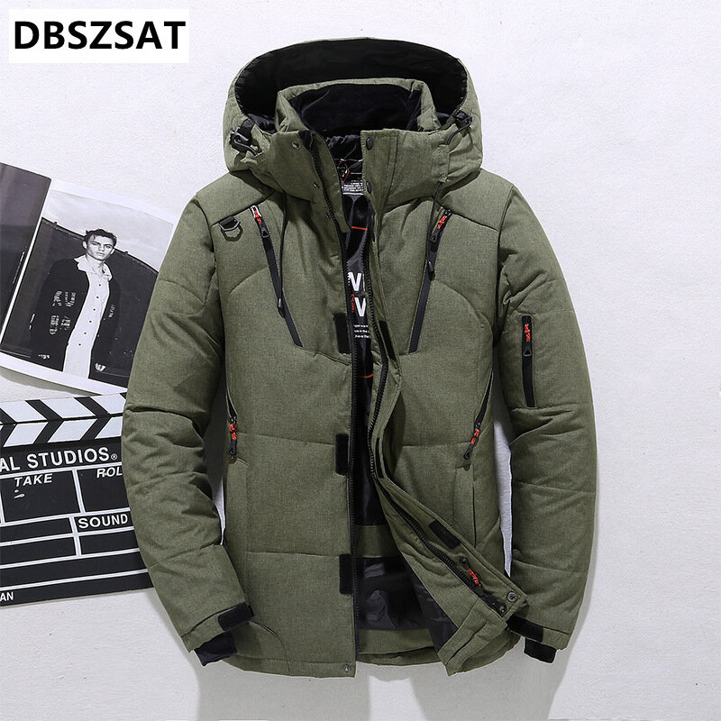 -20 Degree Winter Parkas Men Down Jacket Men Puffer Jacket White Duck Down Jacket Hooded Snow Outdoor Thick Warm Padded Coat