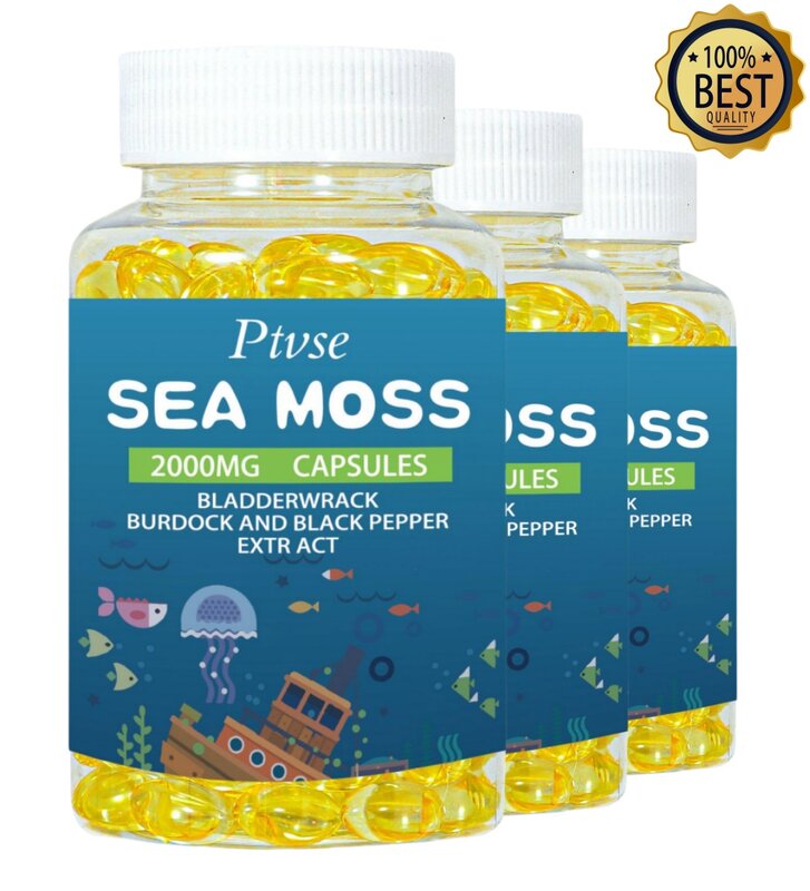 Ptvse  Vegetarian Diet Organic Sea Moss Capsule Helps Immune System ,Joint Health Intestinal Cleansing Thyroid Supplement