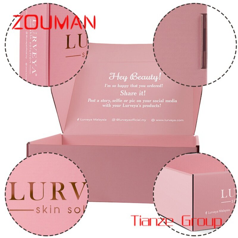 Boîte-cadeau en papier gaufré de couleur rose, taille personnalisée, nouvelle collection