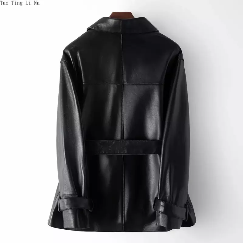 2023 Women New Real Sheepskin Leather Coat Fashion Casual Genuine Leather Jacket H38