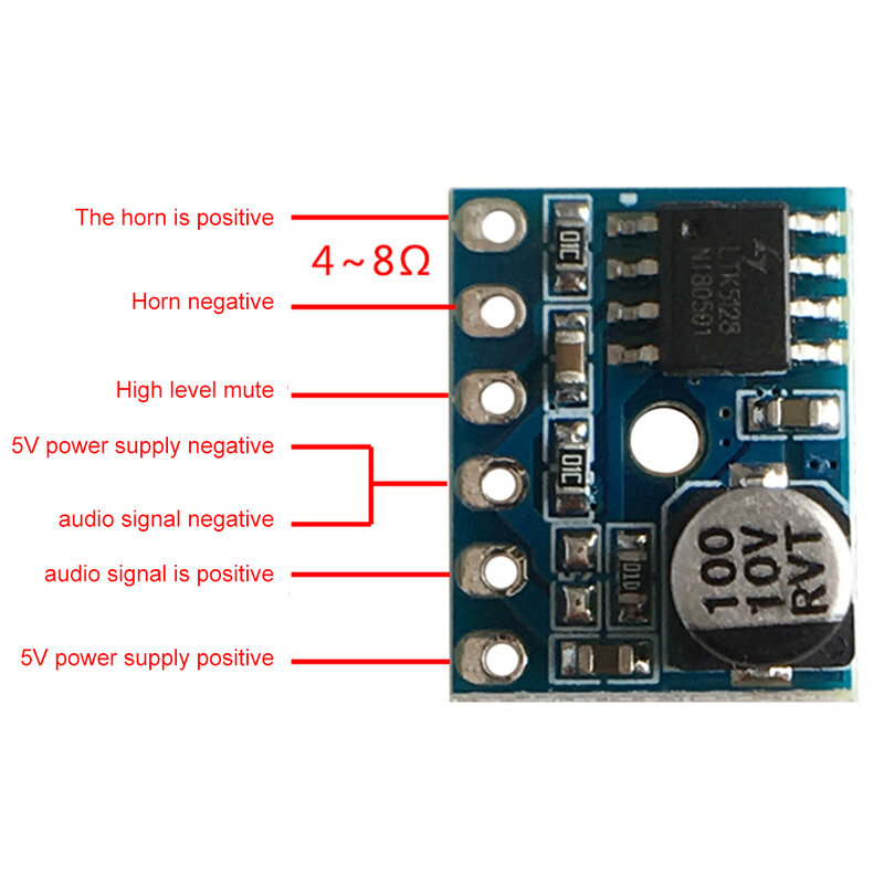 5pcs/1pcs 5128 Mini Class D Module Digital Amplifier Board 3-5W Mono Audio Power Amplifier Board  DC2.5-5.5V