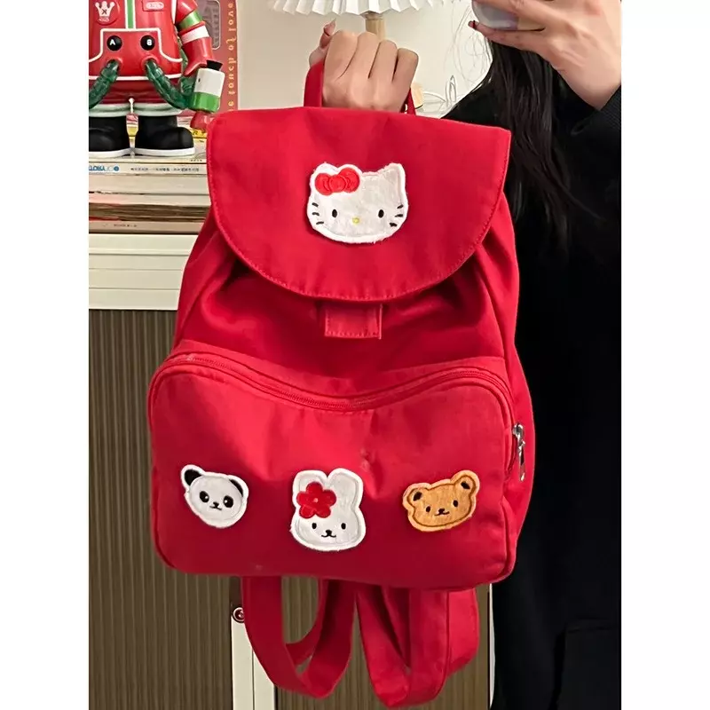 Sanrio New Hello Kitty Student Schoolbag Cartoon Lightweight and Large Capacity Student Backpack