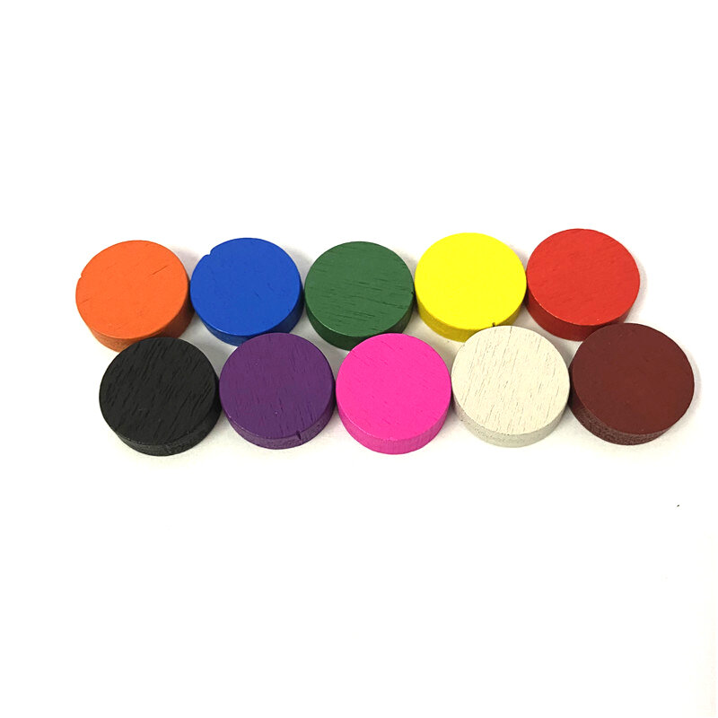100pieces Diameter 15*5MM Wooden Pawn Game Pieces Colorful Chess For Tokens Board game/Educational Games Accessories
