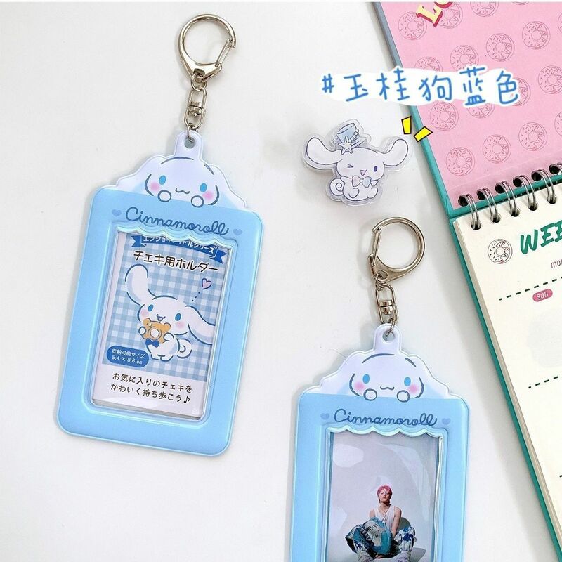 Sanrio Kuromi MyMelody Cinnamoroll Cute Photo Card Holder Pendant Storage Bag Girl Student Stationery Cardcase Keychain