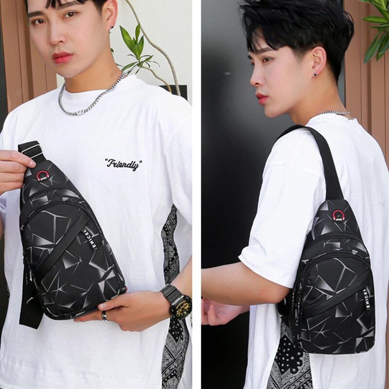 Men's Stylish Casual Chest Bag Lightweight Oxford Cloth Crossbody Bag for Traveling Camping Outdoor Activities