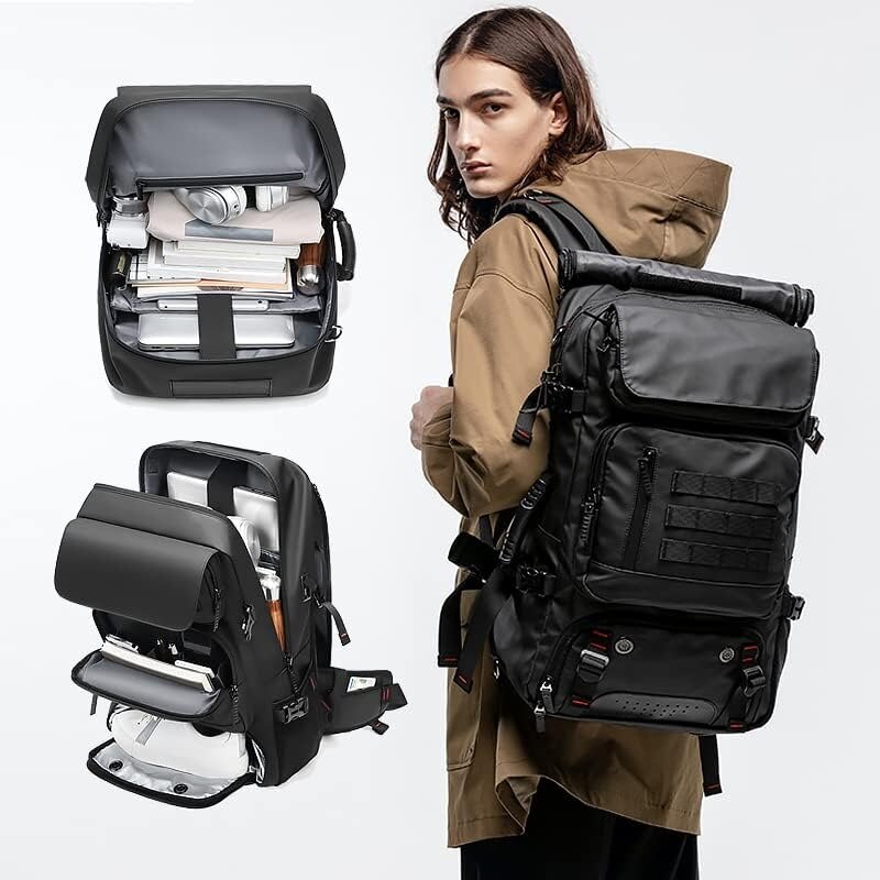 Mochila para portátil de negocios de 17 pulgadas con zapato separado, puerto de carga USB, 50L, mochila de trekking al aire libre, mochila de camping y senderismo