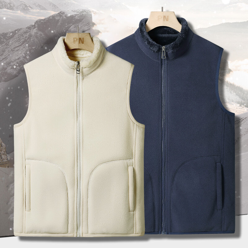 남성용 양털 소프트쉘 조끼, 야외 하이킹 등산 트레킹 낚시 보온 민소매 재킷, 소프트 폴라 조끼, 용수철 가을