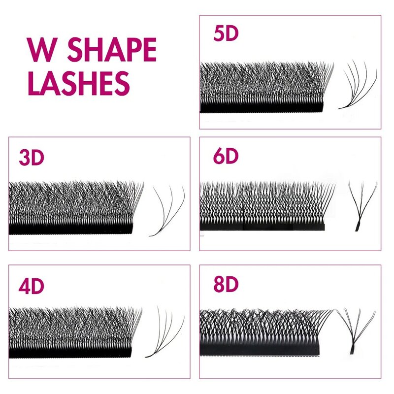 Fadvan 3D/4D/5D/6D/7D/8D W Shape Eyelash Extension Natural Faux Mink Lashes Premade Volume Fan False Eyelashes Makeup Supplies