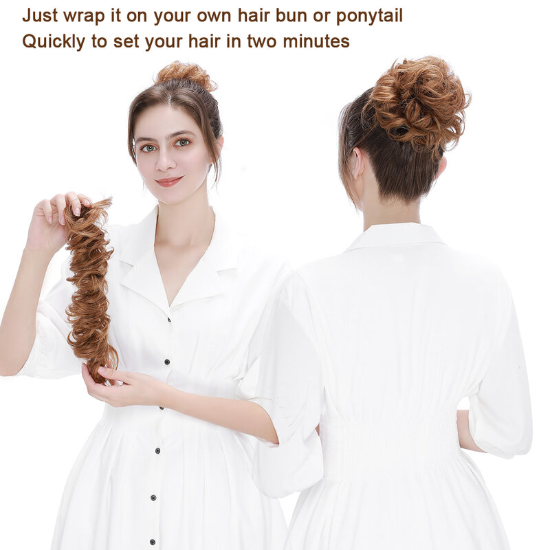 Rijke Keuzes 32G Menselijk Haar Chouchou Opgestoken Wrap Krullend Messy Bun Haarstuk Chignons Voor Vrouwen Paardenstaart Hair Extensions