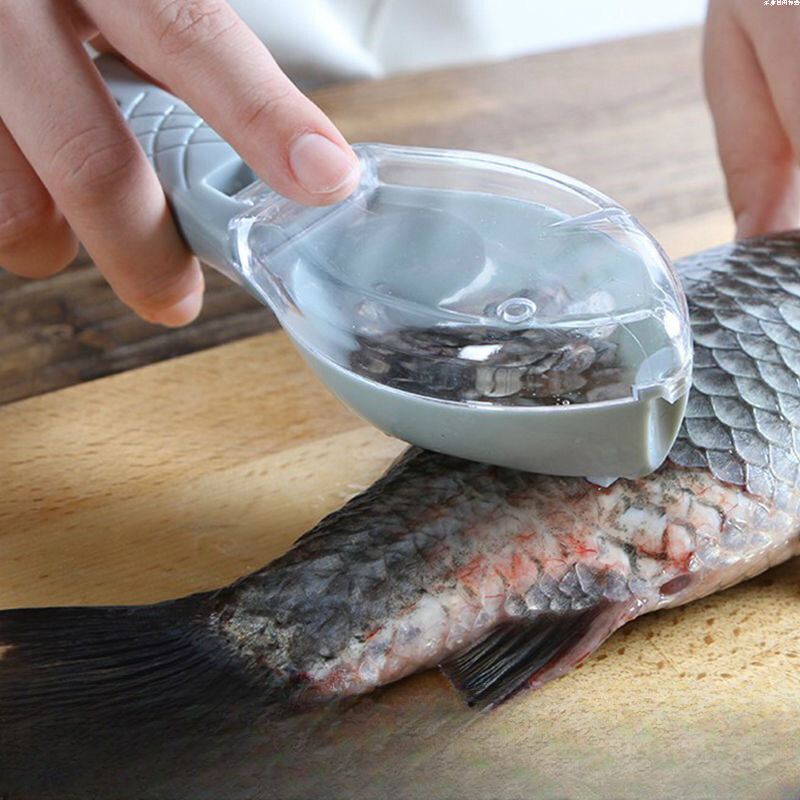 Raspador de rejilla de escamas de pescado, herramienta de limpieza de pescado con cubierta, cocina doméstica, accesorios de pesca de carpa
