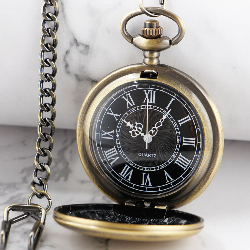 Часы мужские/женские кварцевые карманные, бронзовые винтажные в стиле стимпанк, с цепочкой и ожерельем, подарок для всех охотников