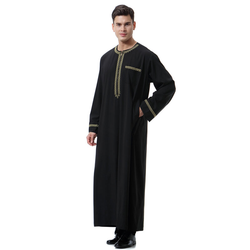 Uomo Abaya abito musulmano Pakistan Islam abbigliamento Abayas Robe Arabia saudita Kleding Mannen Kaftan Oman Qamis Musulman De Mode Homme