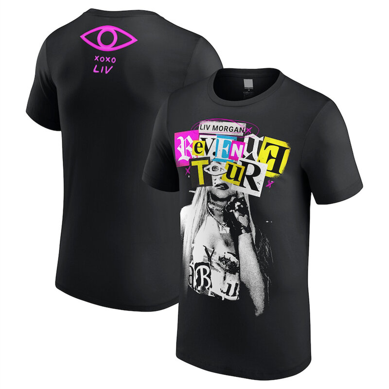 Wrestling Men's Black Liv Morgan Revenge Tour T-Shirt Hot Selling New Summer Women's Short Sleeve Tops Shirt Children's 3D