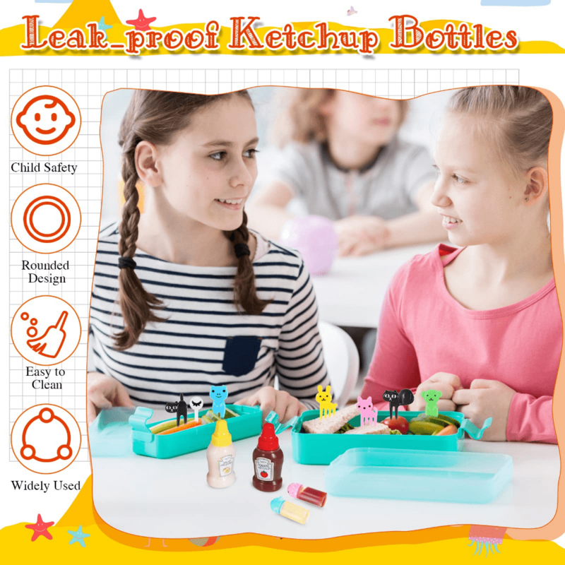 Kotak makan siang silikon garpu buah makanan penutup kue makanan ringan anak-anak pilihan makanan ringan motif hewan Mini lucu
