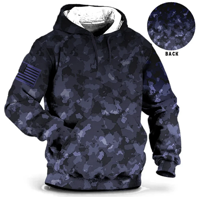 2023 New Camouflage Hoodie Men's Hooded Sweatshirt American Oversized Pullover Male Fashion Streetwear Harajuku Casual Clothing