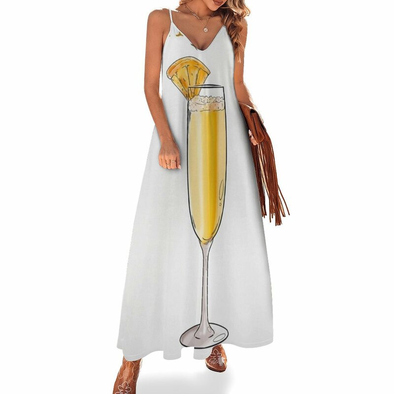 Drink Mimosa Wijn Mouwloze Jurk Dames Zomer Pak Prom Kleding Jurken Voor Vrouwen 2024 Luxe Designer Feest