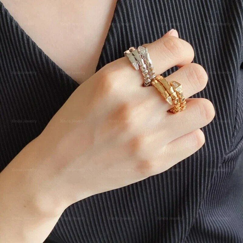 Женское эластичное кольцо в виде змеи, из серебра 925 пробы