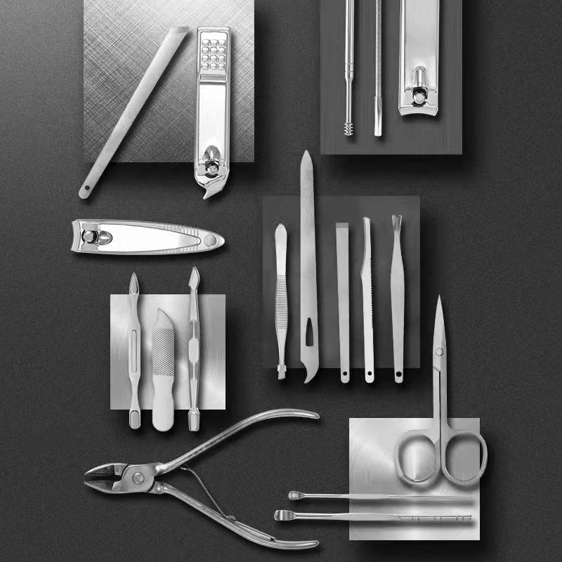 19 Stuks Professionele Pedicure Nagelschaar Tool Nagelknipper Set Roestvrijstalen Manicure Cutter Trimmer Oorlepel Nagelknipper