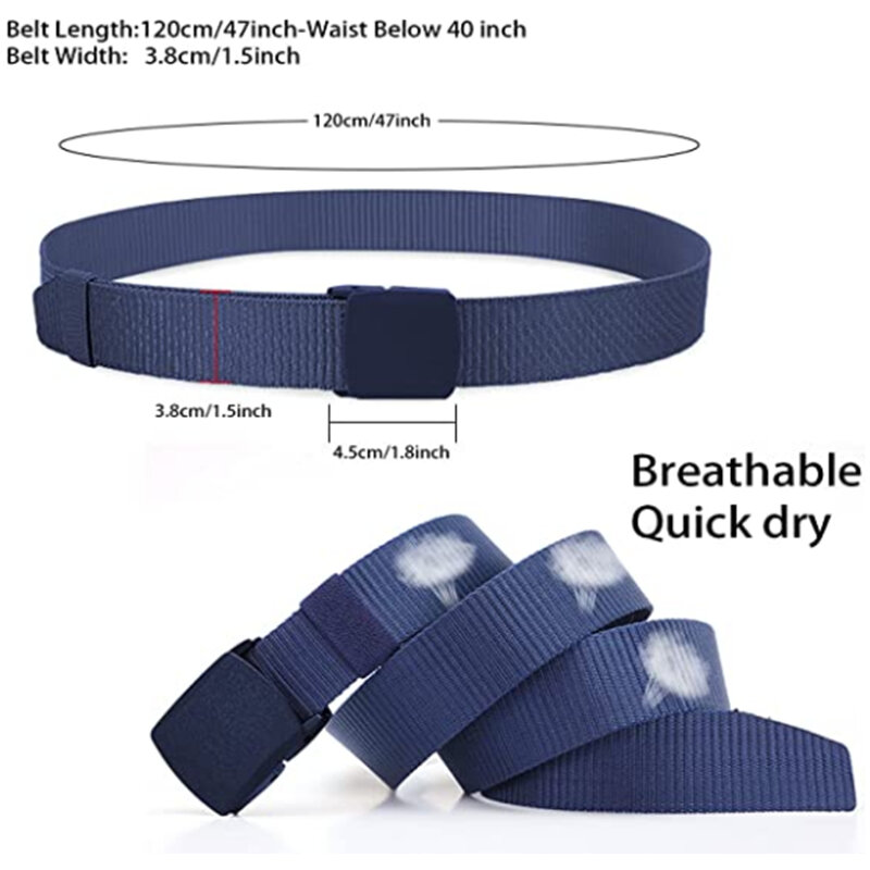 Cinturón militar ajustable de nailon para hombre y mujer, cinturón táctico de viaje al aire libre con hebilla de plástico para pantalones, 8 colores, 120cm
