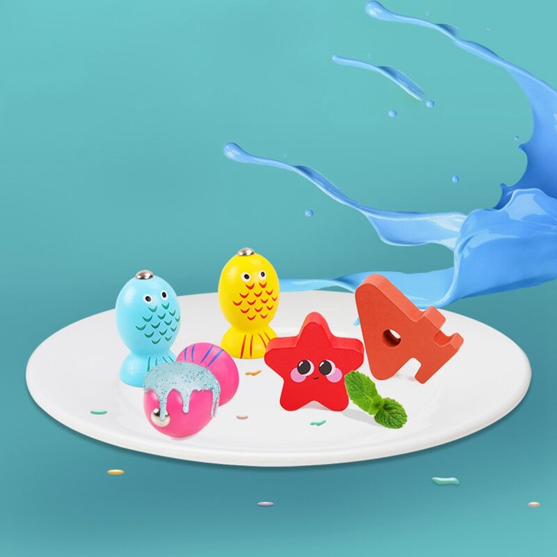 Houten Nummer Puzzel Spel Speelgoed Voor Peuters-Vissen Spel Wiskunde Matching Speelgoedbord Voor Leeftijd 3 Jaar Kinderen
