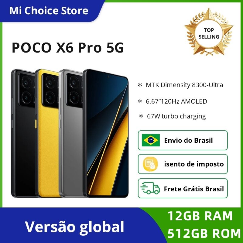 Versione globale POCO X6 Pro 5G 12GB RAM 512GB ROM MTK Dimensity 8300-Ultra 6.67 "1.5K flusso AMOLED 67W turbo ricarica 64MP NFC