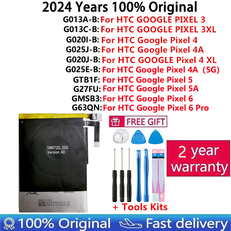 Bateria para HTC-GOOGLE 2, 2B, PIXIX, 3, XL, 3XL, 4XL, Pixel4, XL, PIXIX, 4, 4A, 5A, 5, 5G, 6 pro, nexo S1, 100% original, novo