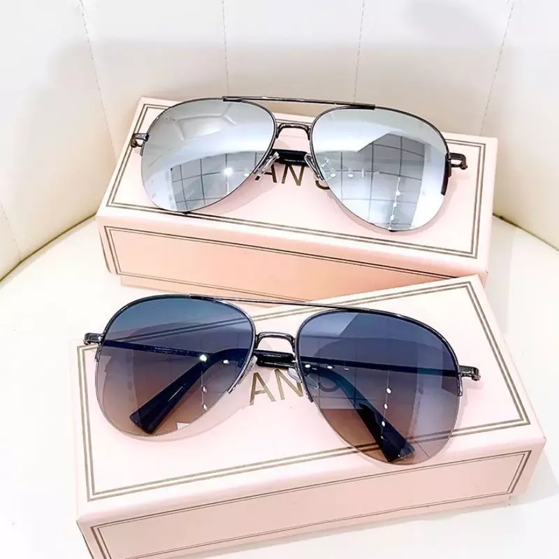 Óculos de sol gradiente anti-reflexo para homens, óculos de sol piloto grande, design UV400, sem caixa, moda
