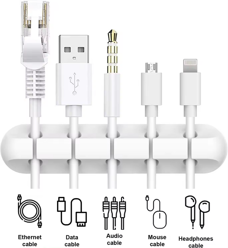 Support de fil de gestion d'évaluation de câble, enrouleur de câble USB flexible, clips en silicone bien rangés pour souris, clavier, protecteur d'écouteurs, 3 + 5 + 7