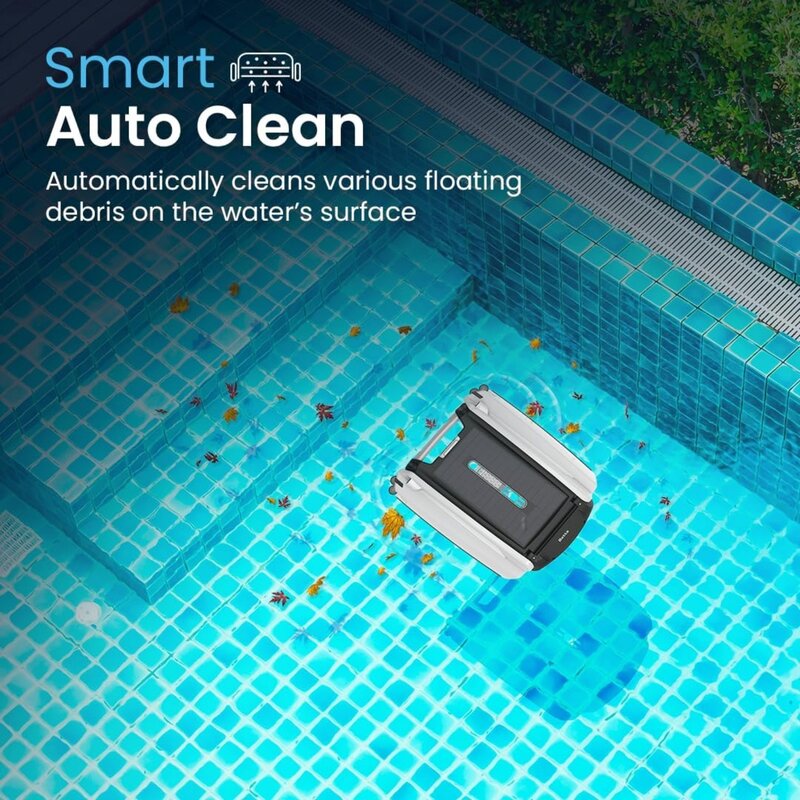 Solar Powered Automática Robotic Piscina Skimmer Cleaner, 30 Horas Bateria De Limpeza Contínua, Sal Cloro Tolerante Motors