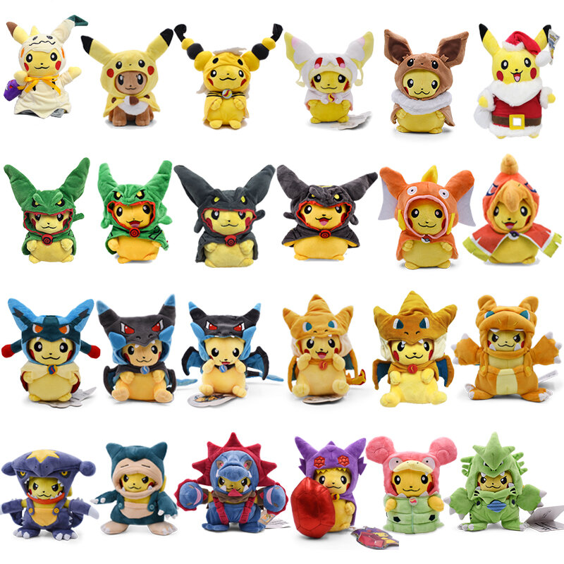 Juguetes de Cosplay de Pokemon Pikachu, Charizard, Snorlax, Garchomp, tiranitar, Hydreigon, Anime de Peluche, muñecas de Peluche de dibujos animados