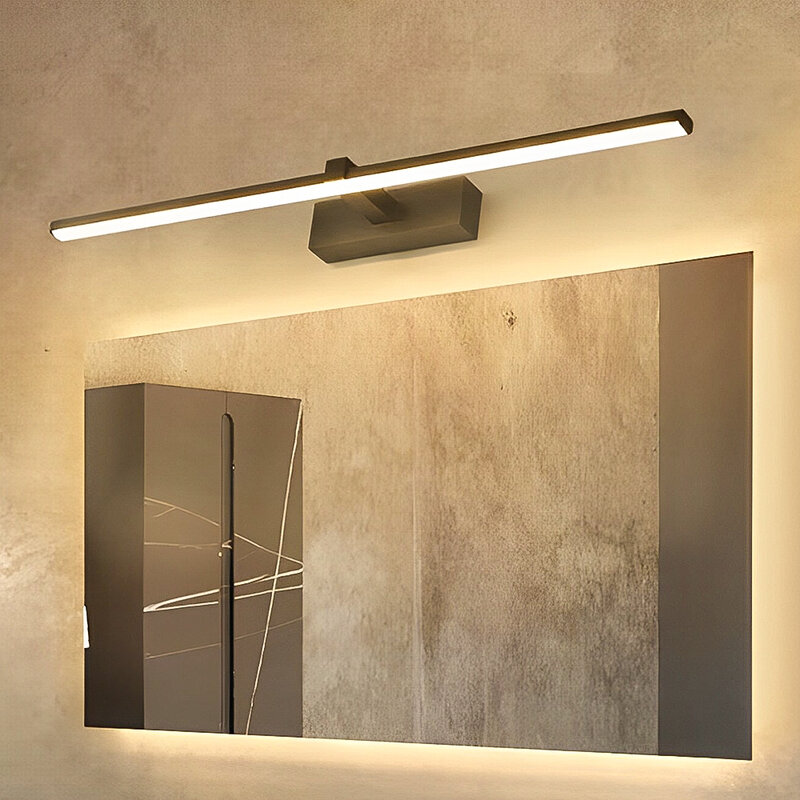 Lámpara LED de pared para cuarto de baño, luz moderna de aluminio en tres colores, blanco y negro, accesorio de lámpara de línea de espejo