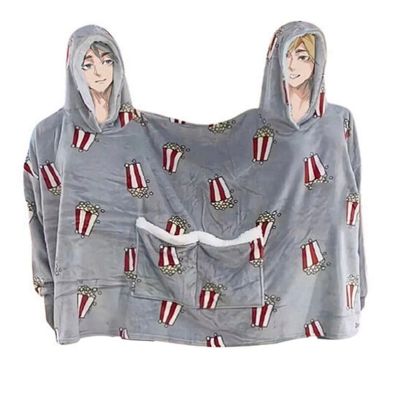 Popcorn Double Pajamas,Niche Design, Warm And Intimate One-Piece Home Clothes, Drama Blanket Durable