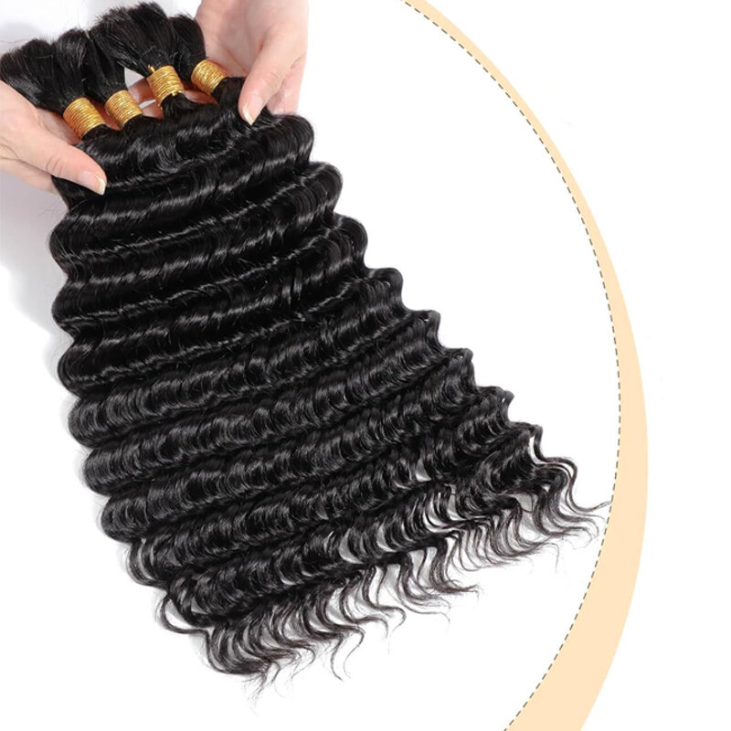 Бразильские человеческие волосы с глубокой волной для плетения, 100% человеческие волосы, 50 г или 100 г/шт., без уточка, предварительно окрашенные 12-26 дюймов, наращивание волос оптом