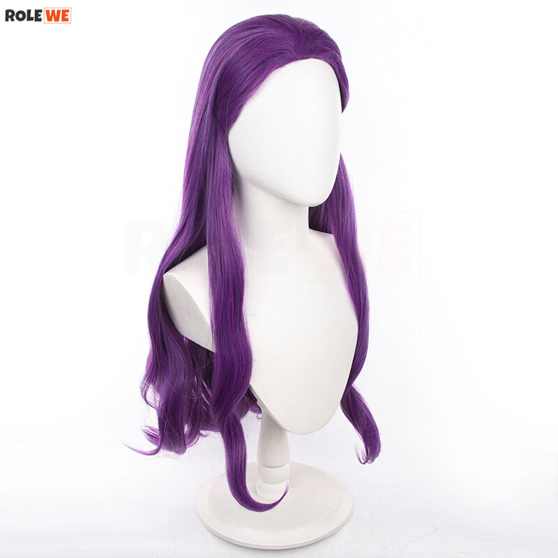 Anime Macht Cosplay Wig Mahat Long Purple Curly Heat Resistant Synthetic Hair Halloween Party Wigs + Wig Cap