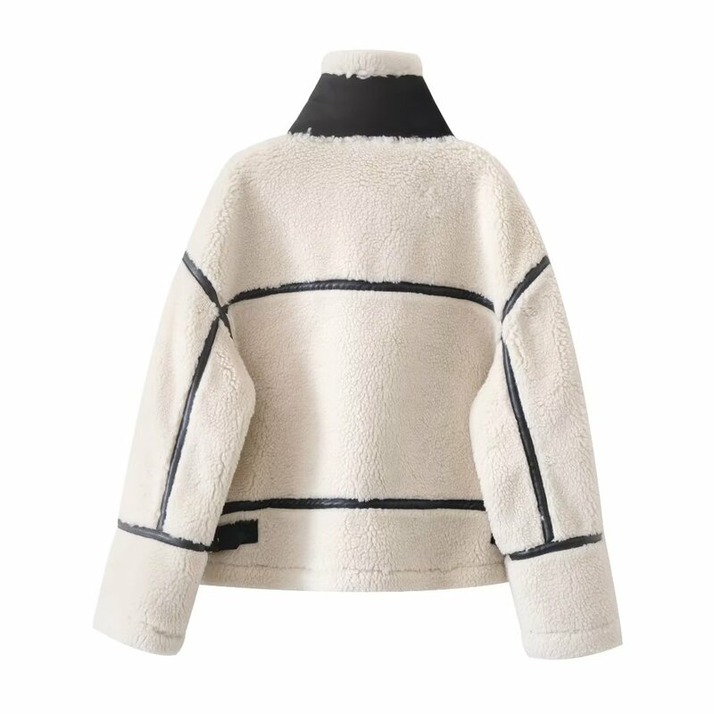 Donne 2023 nuova moda fibbia decorazione sciolto caldo cappotto di lana Vintage manica lunga cerniera capispalla femminile camicia Chic