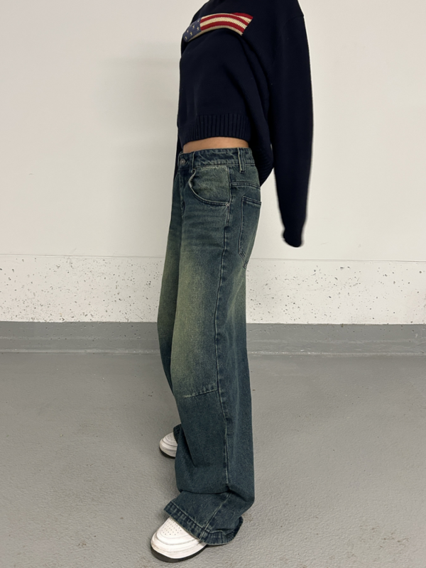 HOUZHOU Vintage Baggy Jeans Wide Women Grunge Oversized American Retro High Waist Denim Trousers Female Streetwear Cowboy Pants