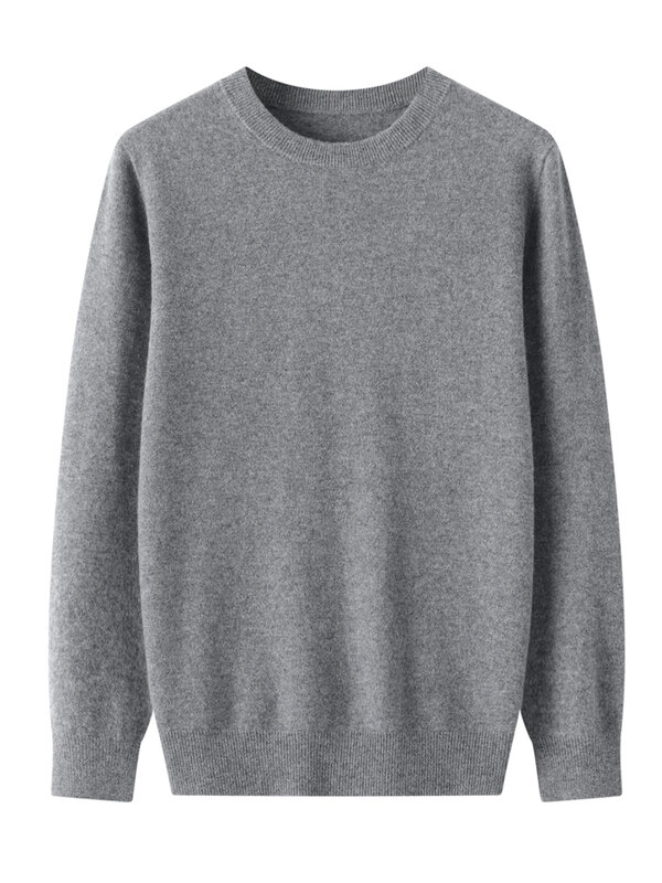 Men's pure Merino wool sweater, crewneck long sleeve sweater, cashmere knitwear, basic top, fall/Winter, 100%