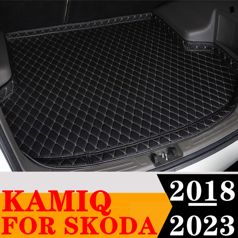High Side Car Trunk Mat For SKODA KAMIQ 2023 2022 21 20 2019 2018 XPE Rear Cargo Protect Cover Liner Tail Boot Tray luggage Pad