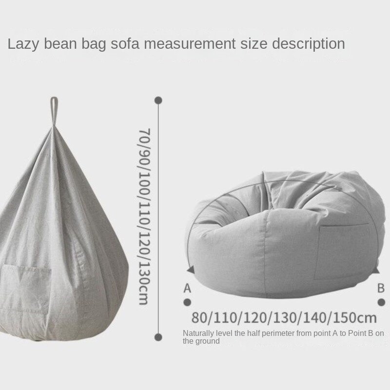 Lazy Sofas Chairs With Pedal Pillow Floor Linen Cloth Lounger Seat Bean Bag Pouf Puff Couch Leisure Tatami Living Room Household