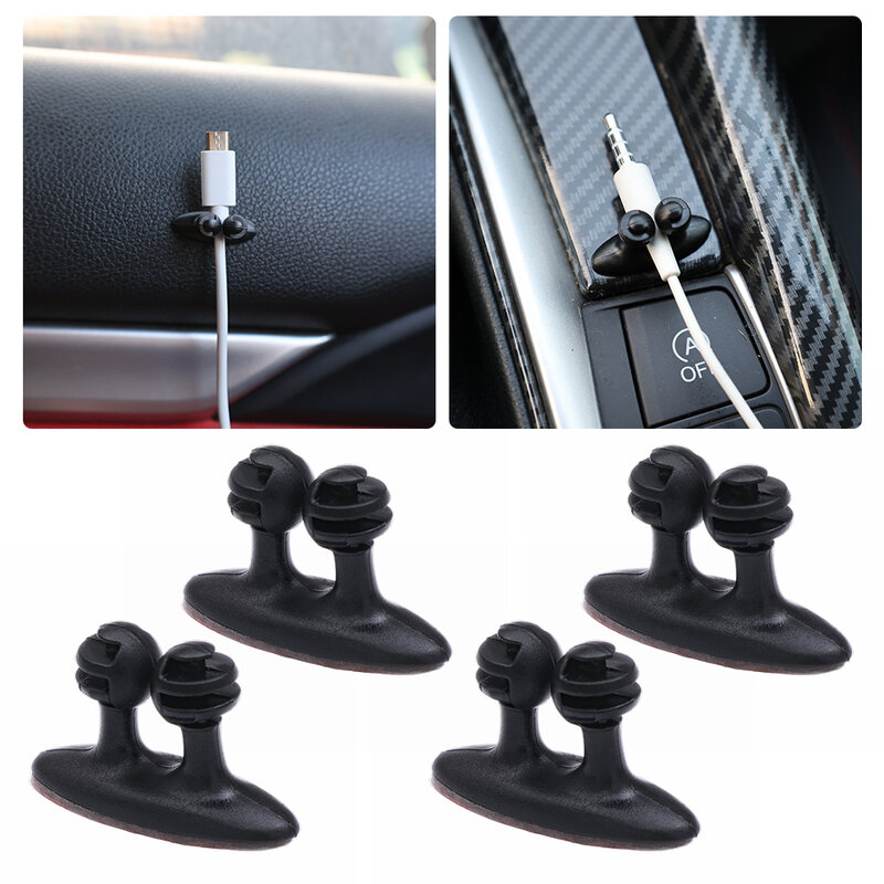 Enrollador de cables adhesivo para Interior de coche, organizador de auriculares, soporte de almacenamiento de cables, accesorio de gestión de cables, 1-20 piezas