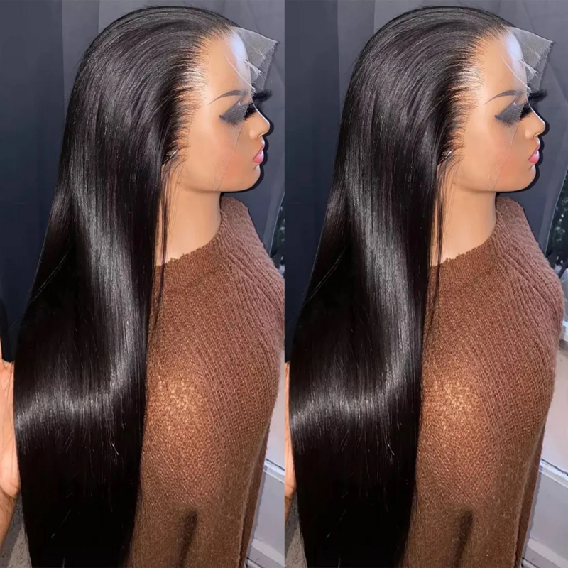 Brazilian Bone Straight 13x4 13x6 HD Transparent Lace Front Wigs For Women Glueless 4X4 Lace Closure Human Hair Wig Pre Plucked