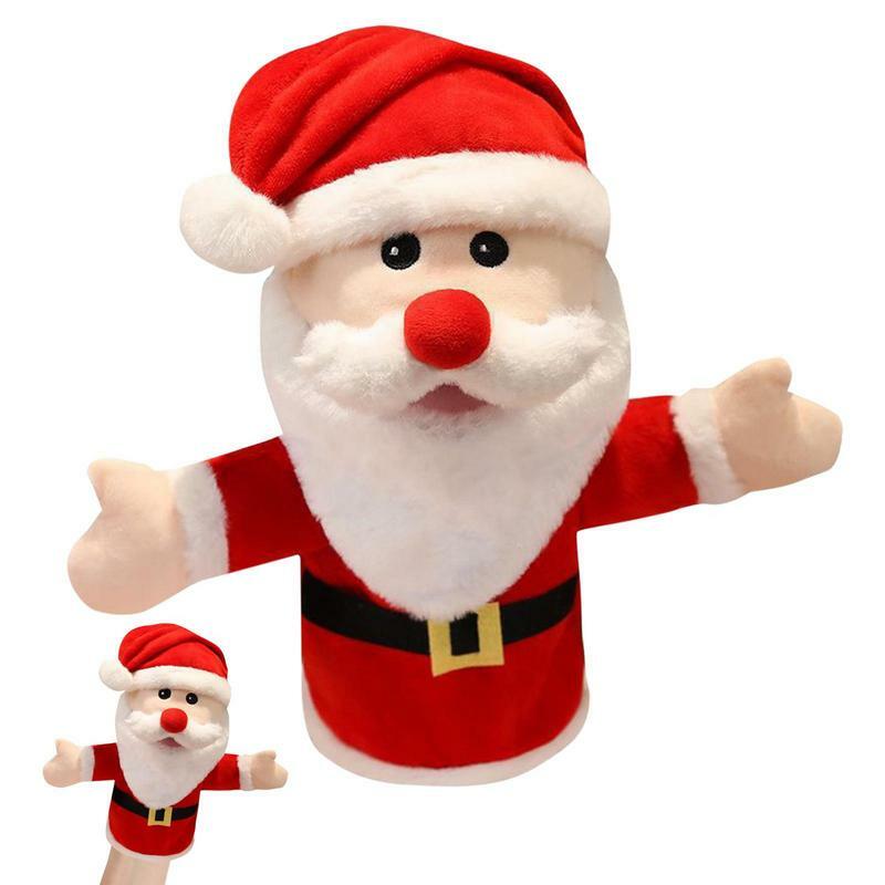 Fantoche de Natal para crianças, brinquedo dos desenhos animados, Papai Noel, boneco de neve, alces, desempenho interativo, adereços